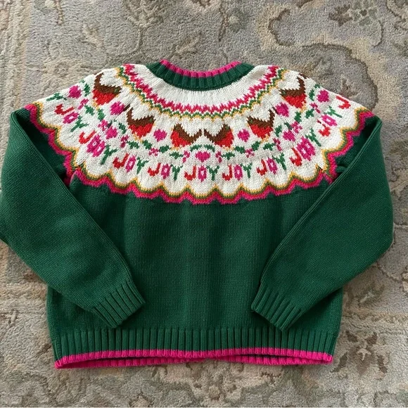 ❌SOLD❌Lands' End Women's Lofty Birdseye Fair Isle Cardigan Sweater Size Large - Picture 4 of 8